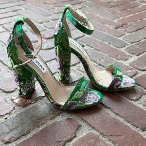 Steve Madden Green Floral Heels